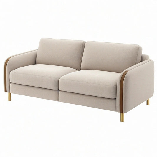Sofa dwuosobowa 180 x 85 x 85 cm kremowa z tkaniny - nowoczesna do salonu